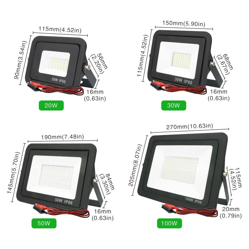 20W 30W 50W 100W DC12V Led projecteur extérieur projecteur IP66 étanche réflecteur de lumière Portab