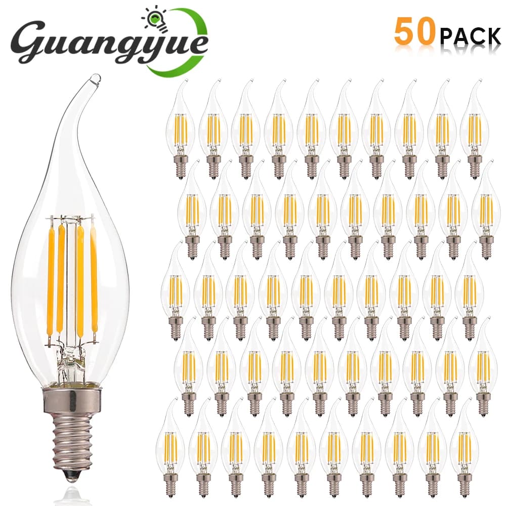 E12 E14 LED lustre ampoule 60W équivalent rétro candélabre ampoules 6000K 2700K blanc chaud 480LM la