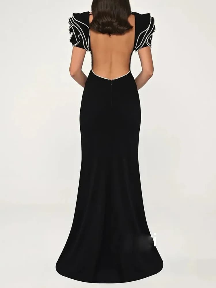 HIGH STREET Nouvelle Collection 2026 Robe Longue de Soirée Designer pour Femme, Ornée de Perles et d