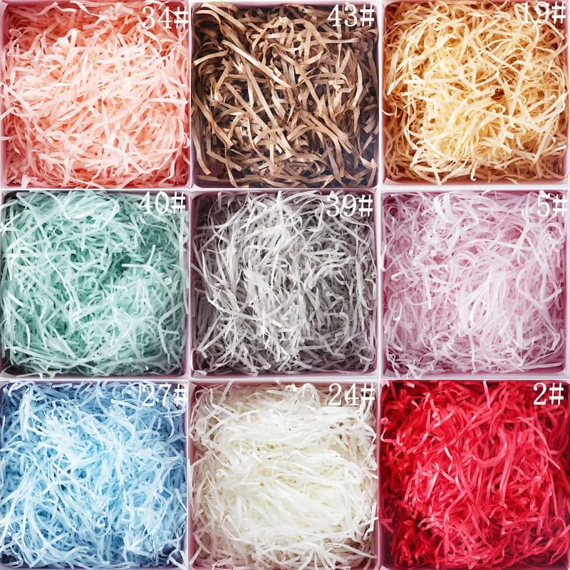 Remplisseur de fragments de papier raphia à paillettes, 20/50g, pour emballage, panier vide et embal