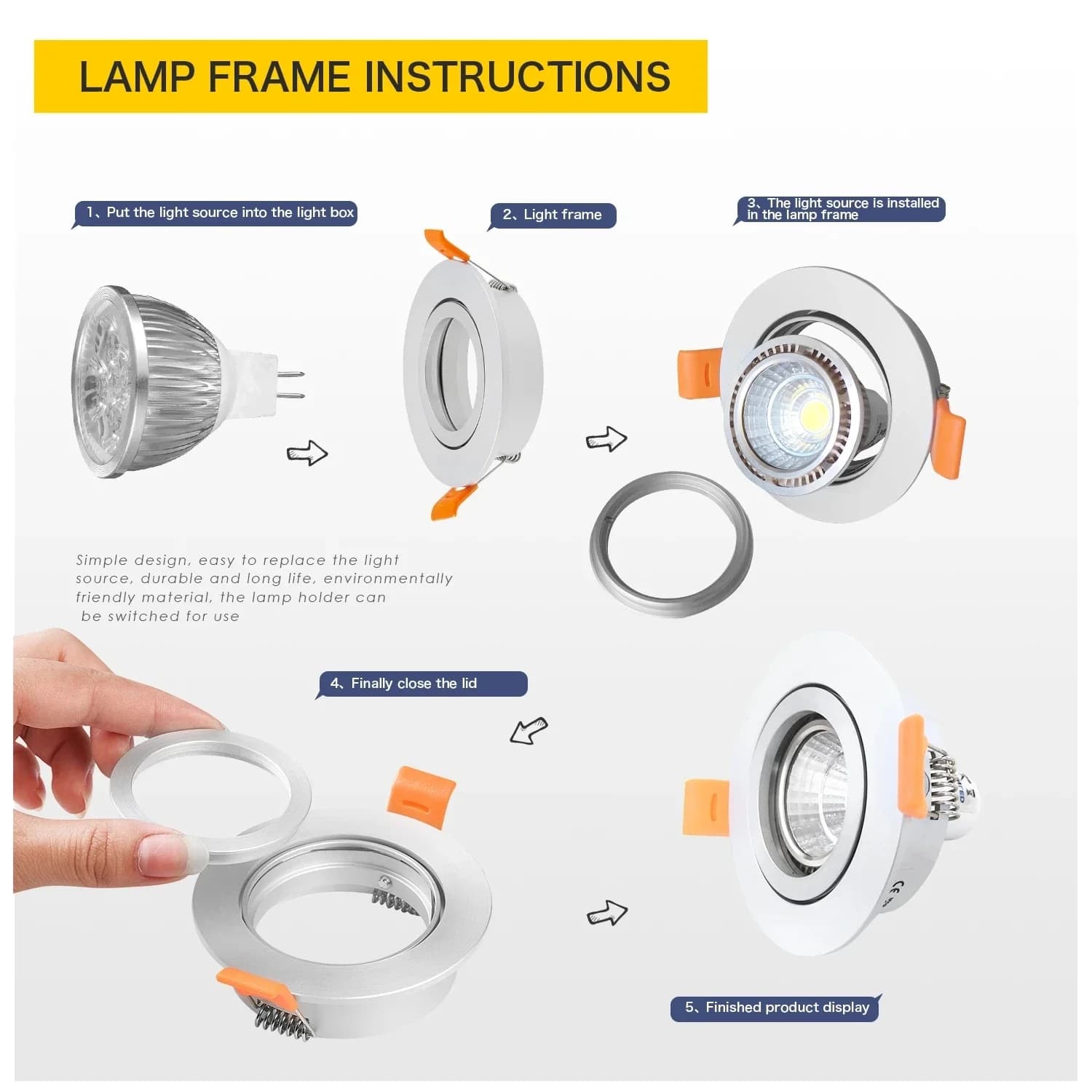 Moderne en aluminium rond GU10 MR16 réglable Spot luminaire LED Downlight plafond Spot cadre intérie