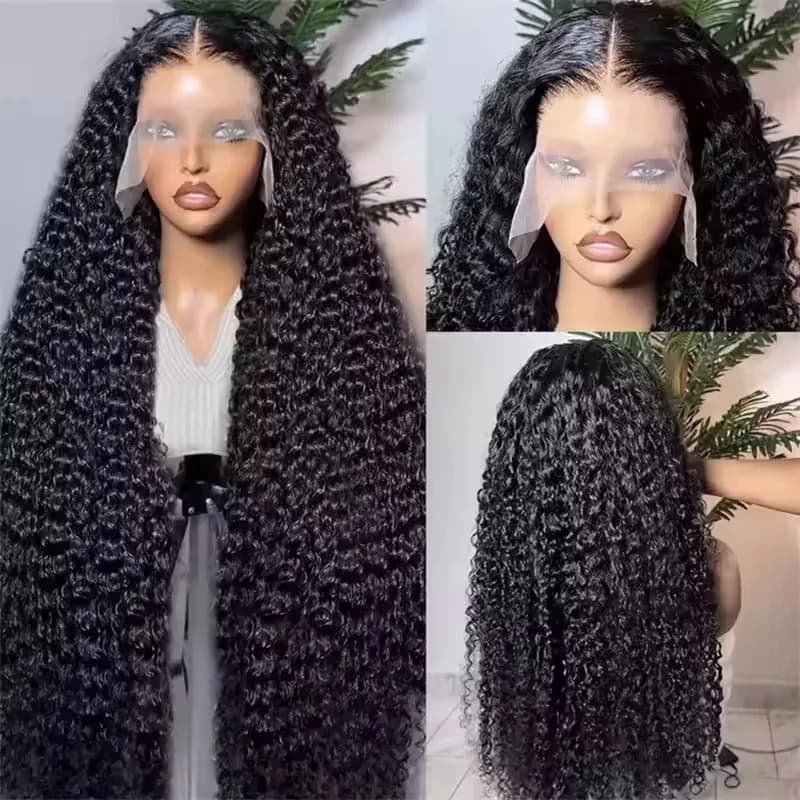 40 46 pouces vague profonde 13x6 13x4 dentelle avant perruque de cheveux humains 250% Remy Curl 360 