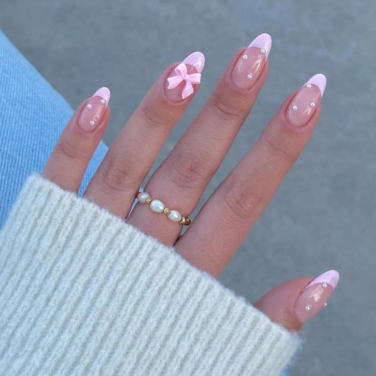 Nouveautés 24 pièces taille courte goutte d'eau française bords roses et nœuds de perles filles femm