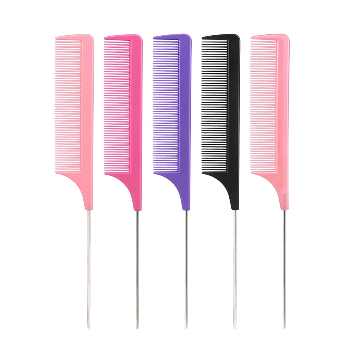 Peigne professionnel à queue pointue pour salon de coiffure, en acier inoxydable, antistatique, pour