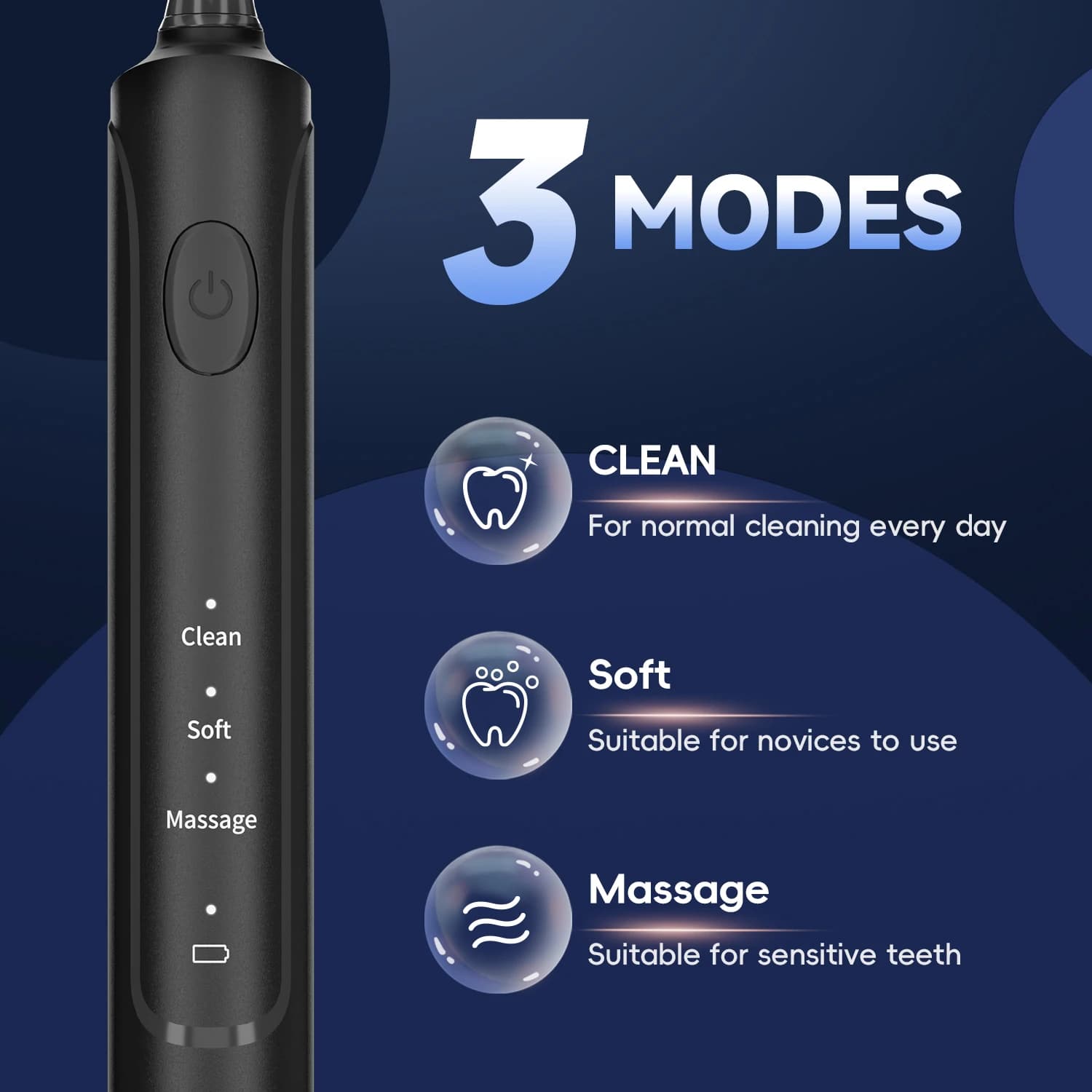 Brosse à dents électrique pour adultes, Rechargeable, sonique T37, avec 3 Modes, étanche IPX7, moteu