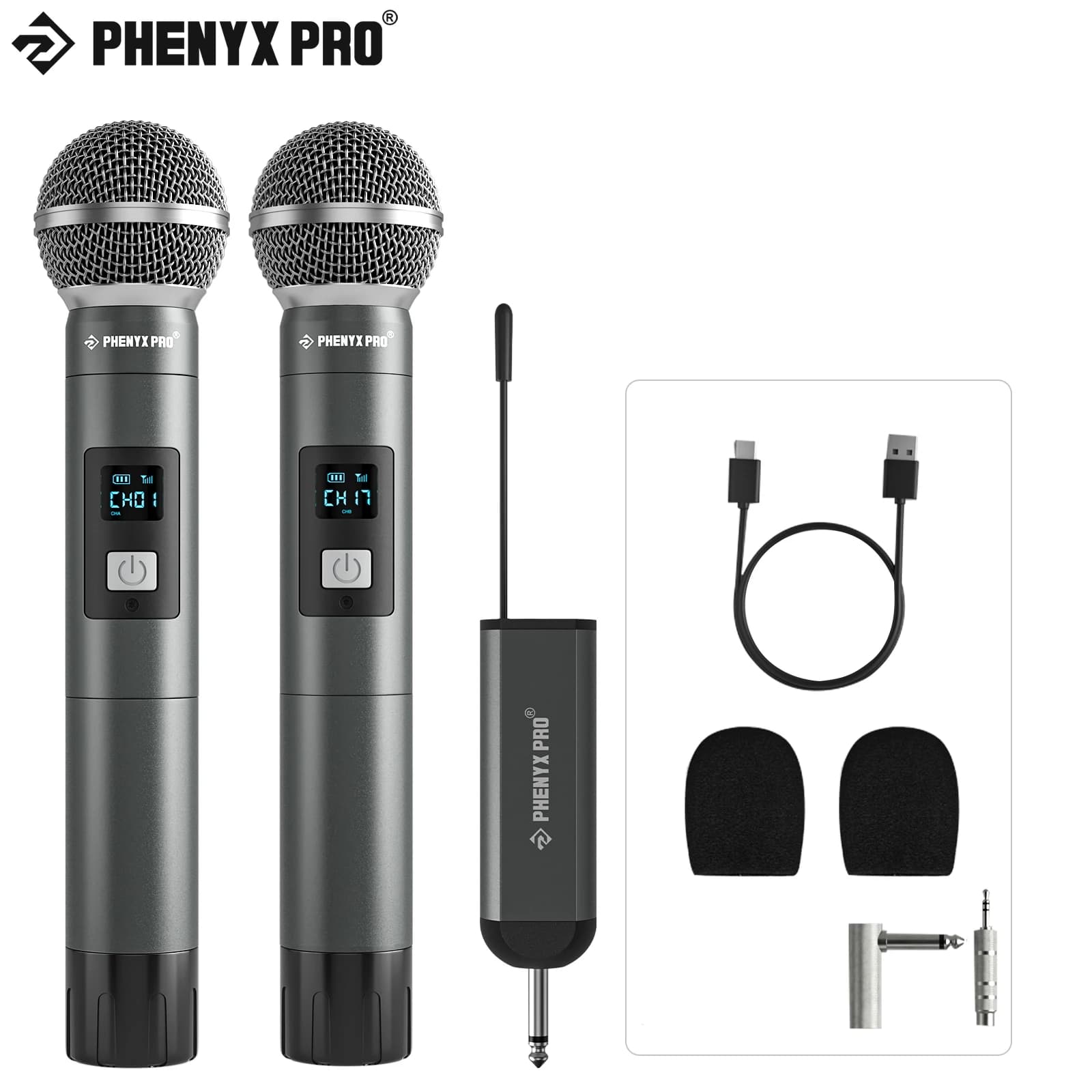 Microphone numérique sans fil Portable à 2 canaux, enregistrement UHF, karaoké, 900mhz, professionne