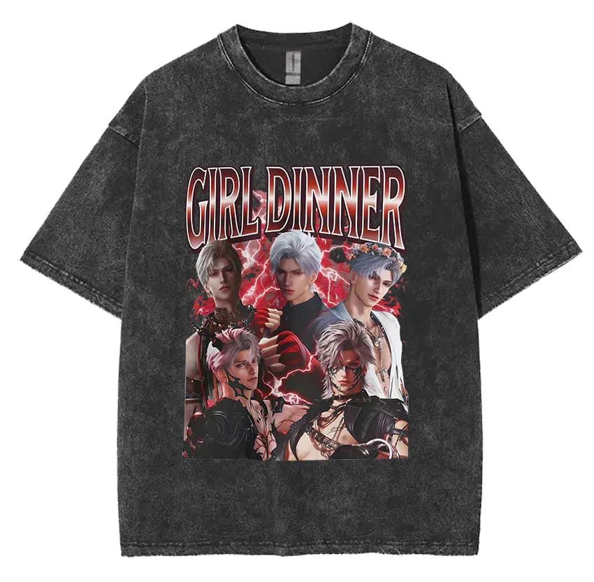 Sylus Love and Deepspace Vintage Washed T Shirts Girl Dinner Summer Harajuku Graphic T-Shirt Men's W