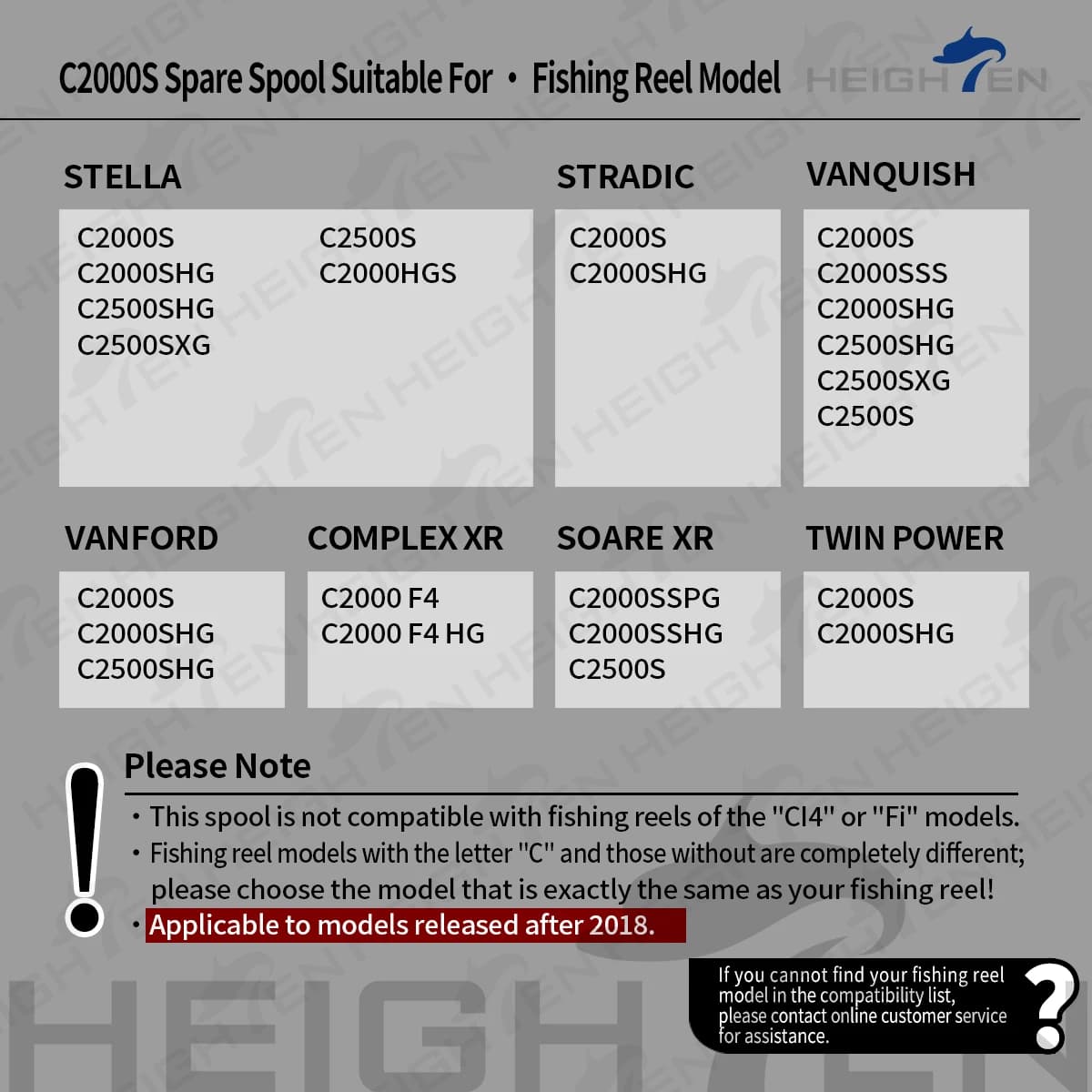 HEIGHTEN Bobine de rechange C2000S, pour 18/19 STELLA / 20 TWIN POWER / 19 Wars CLS ISH / 19 AstroDI