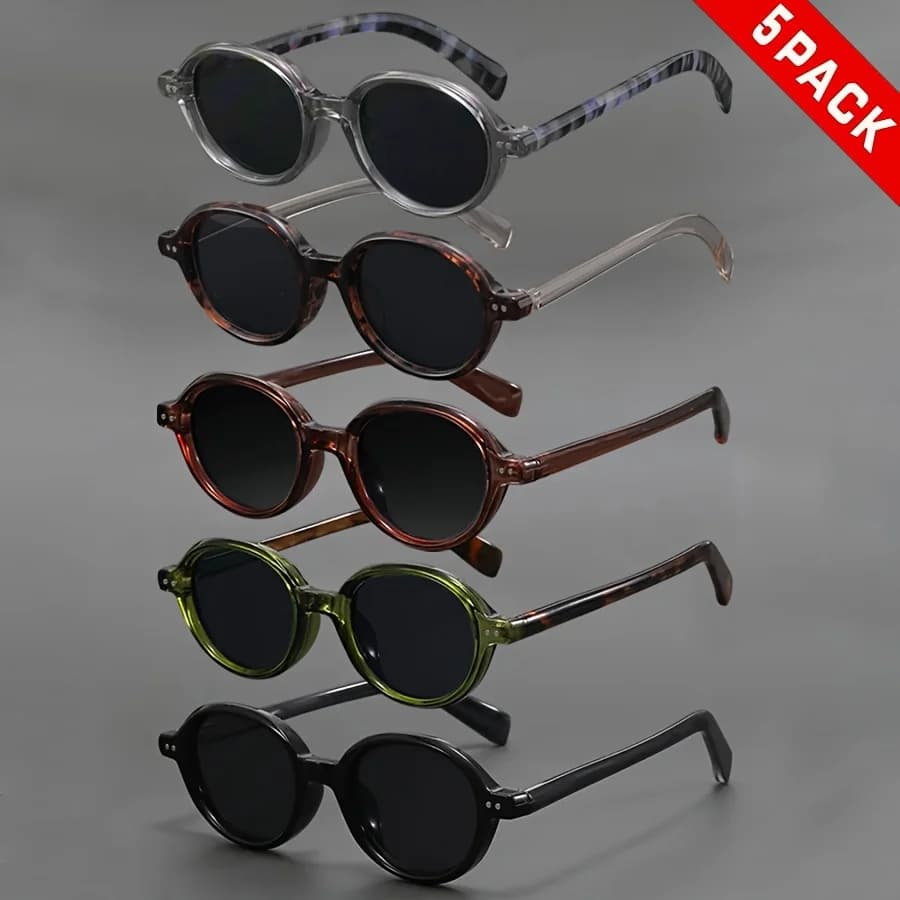 Lunettes ovales à monture en plastique pour hommes/femmes, 5 pièces, style Boho, personnalité, mode,