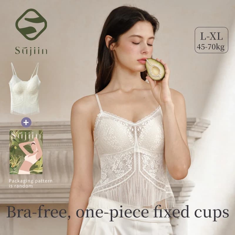 SUJIIN Sexy dentelle Camisole débardeurs femmes 2025 été sans manches beau dos haut dame Simple t-sh