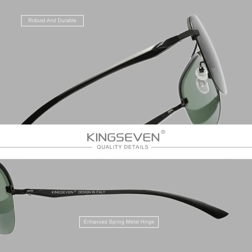 KINGSEVEN Lunettes de soleil aviateur sans monture pour hommes et femmes, classiques, polarisées UV4