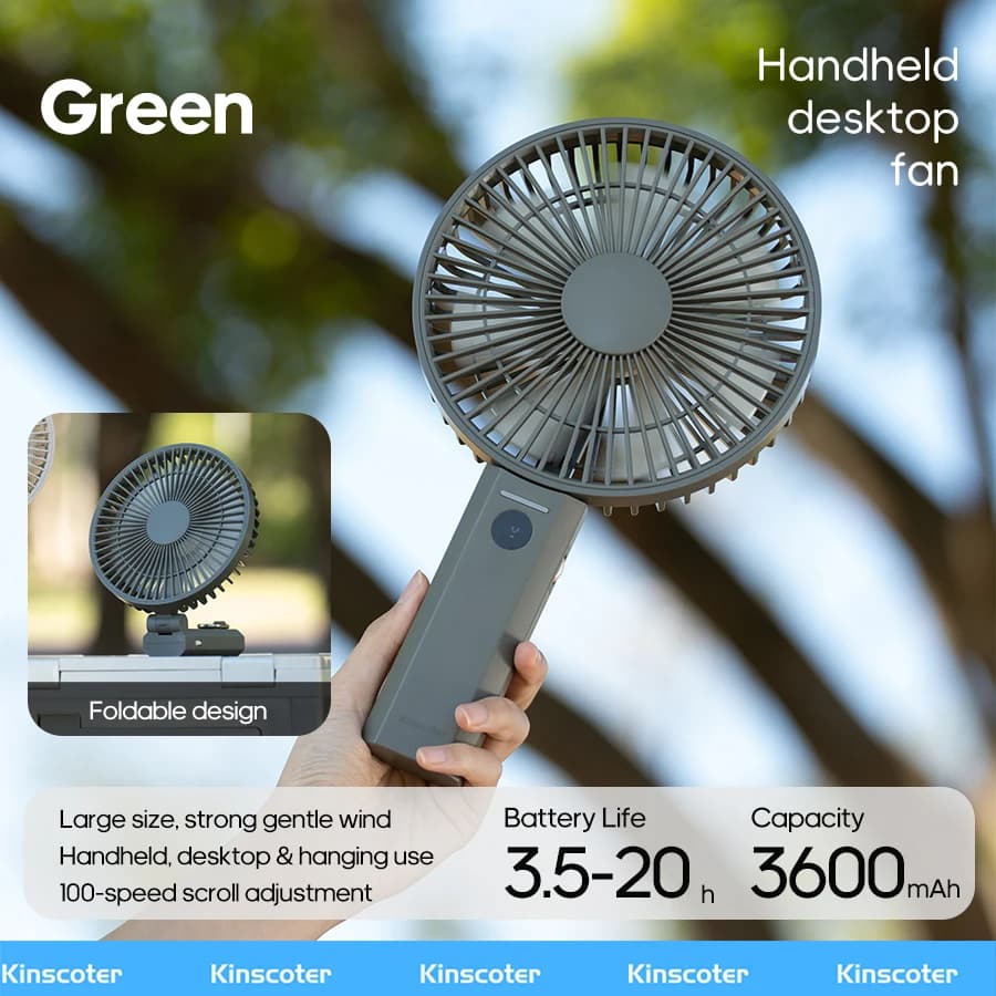 Nouveau ventilateur portable pliable 3600 mAh, ventilateur de bureau rechargeable, 100 vitesses, ang