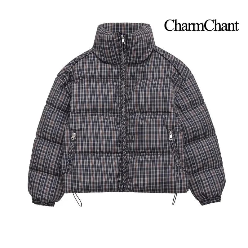 CharmChant col montant Plaid doudoune pour femmes hiver 2025 rembourrage manteau femme nouveau en ma