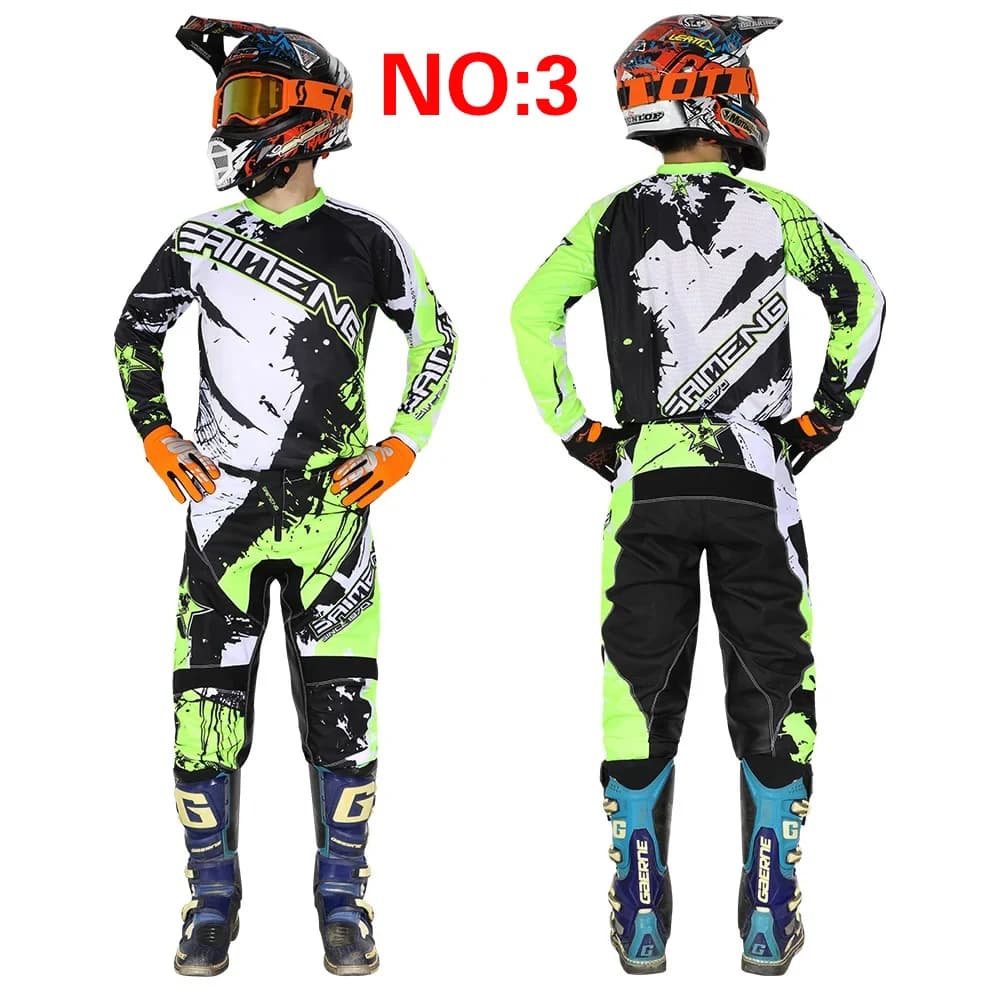Taille 20 22 24 26 28 Saimeng ensemble d'équipement de motocross enduro pour enfants mx jersey panta