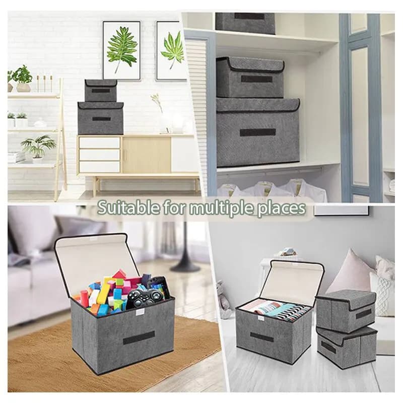 Boîte de rangement en tissu non tissé gris, fournitures pour la maison, vêtements, sous-vêtements, c