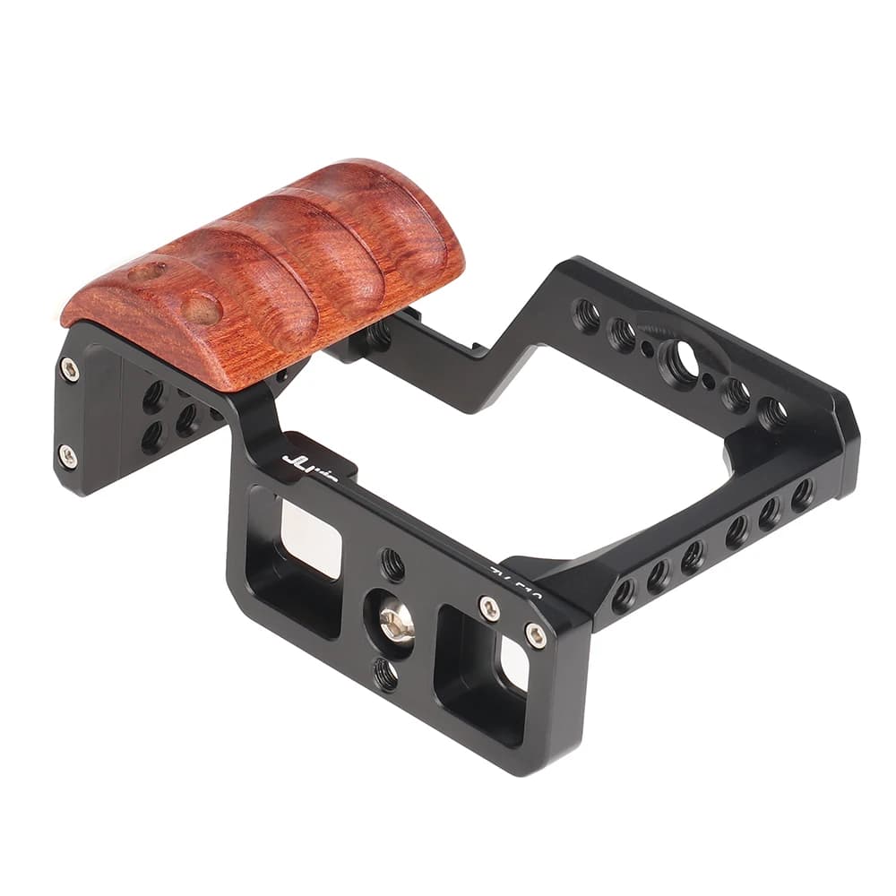FOTGA ZVE10 Cage de caméra poignée latérale en bois poignée supérieure plaque à dégagement rapide Ca