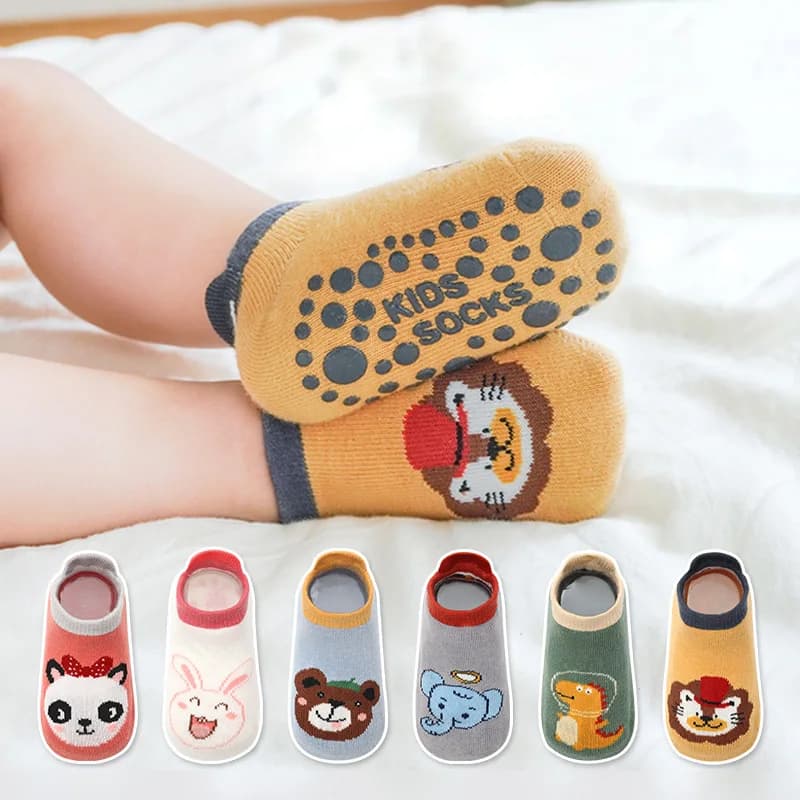 6 paires de chaussettes en coton pour enfants, motif Animal de dessin animé mignon, confortables, re