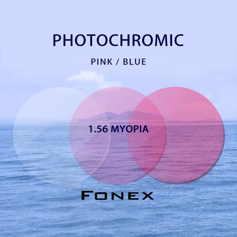 Personnalisé 1.56 (-0.50-4.00) Photochromique Rose Bleu Optique CR-39 Résine Asphérique Lunettes Len