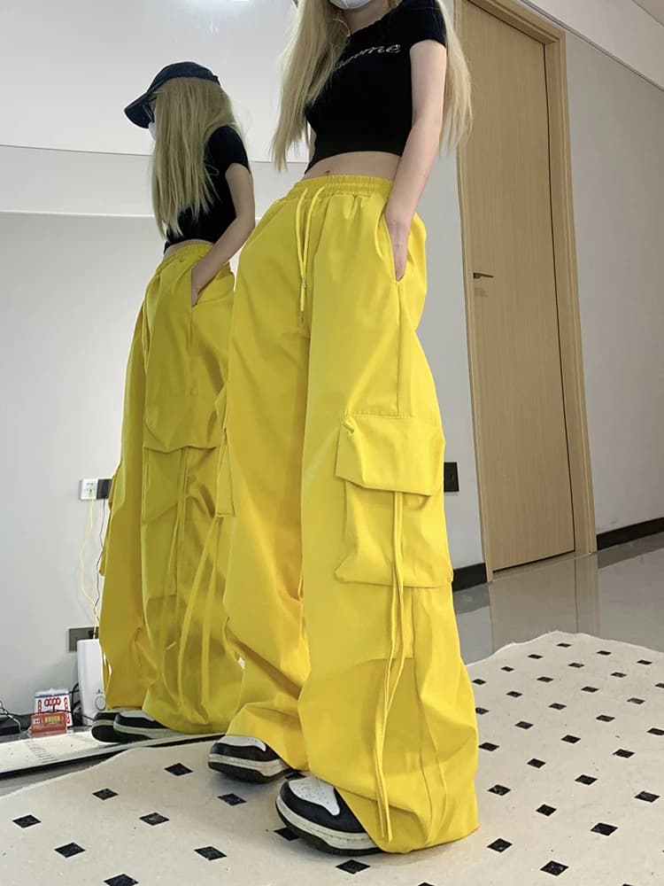 Zoki rose Streetwear Cargo pantalon femmes ample Harajuku Y2K pantalon droit américain rétro Hip Hop