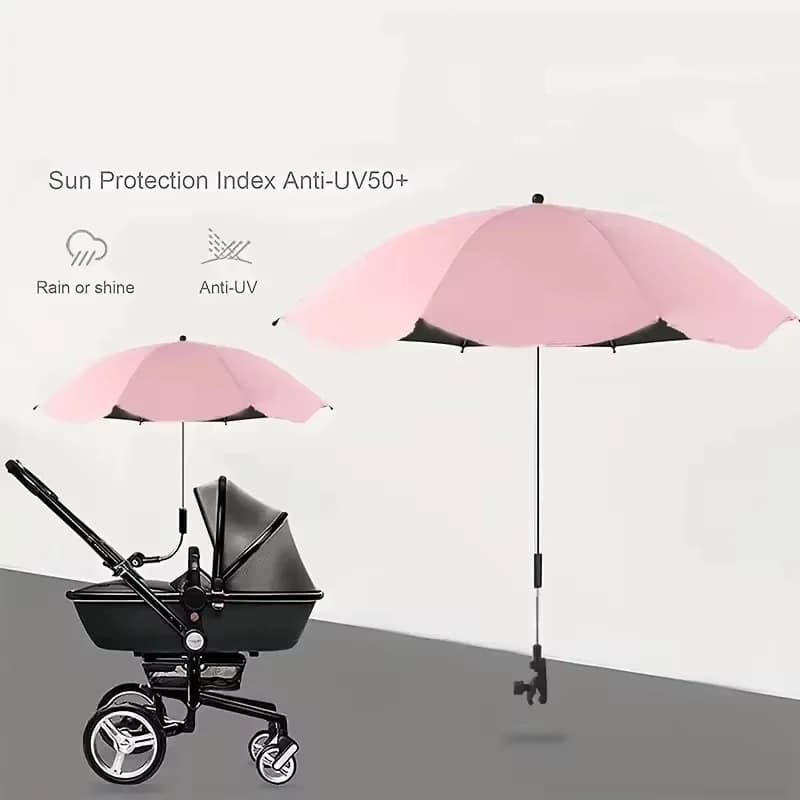 Parapluie de poussette anti-UV avec pince universelle, protection solaire et imperméable, accessoire