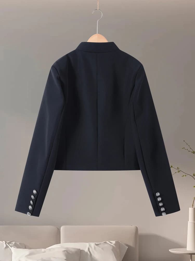Veste Courte Vintage Napoléon pour Femme, Col Montant, Manches Longues, Simple Boutonnage, Coupe Sli