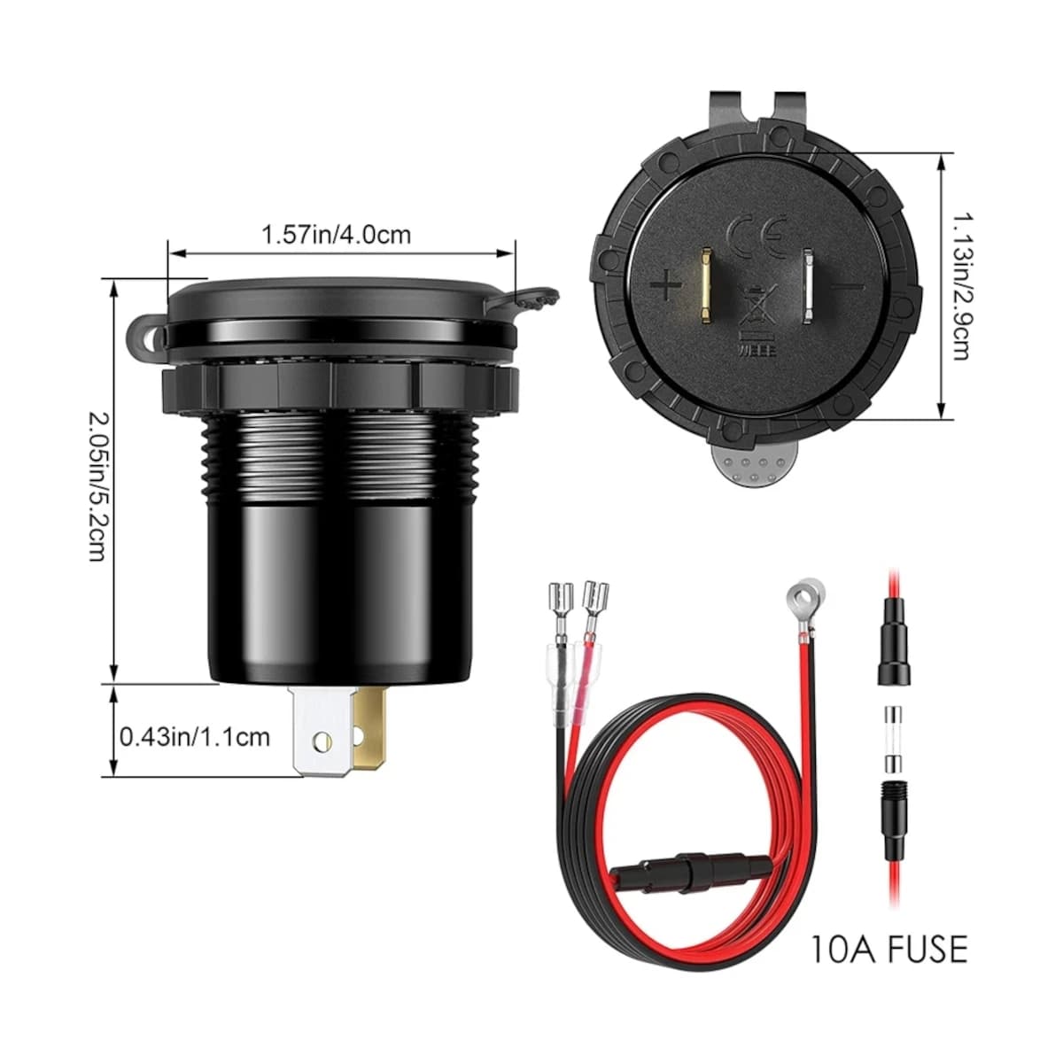 Prise de chargeur de voiture USB 45W type-c PD QC3.0, 12V 24V, Charge rapide, interrupteur de voltmè