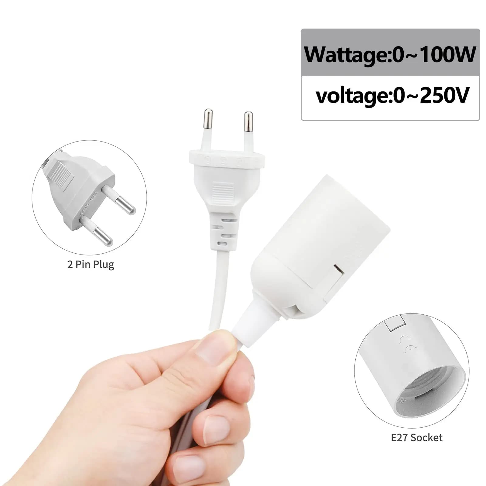 Prise ue 3.5m 6m câbles de cordon d'alimentation E27 support de Base de lampe avec fil de commutatio