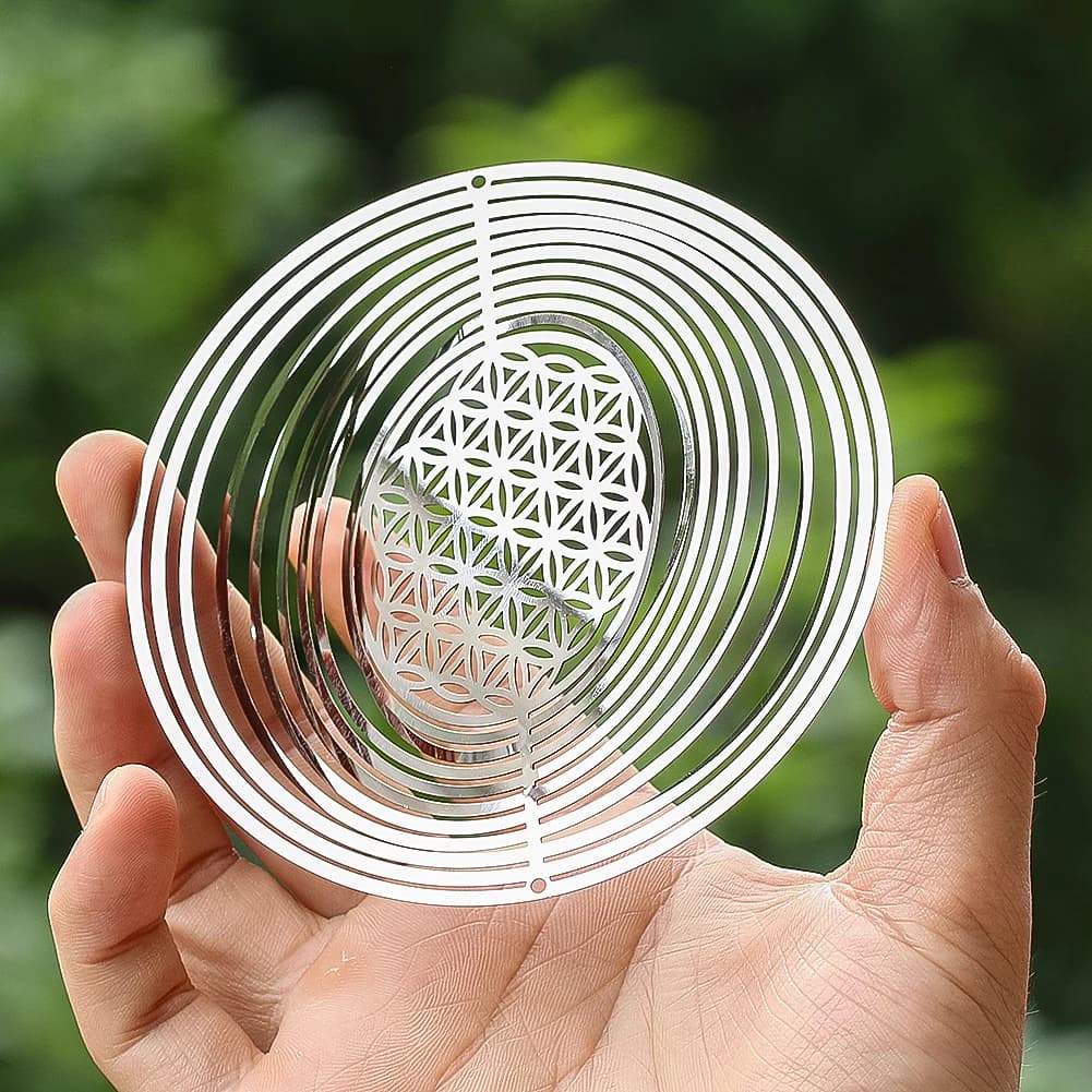 Mandala 3D Wind Spinner, Fleur de vie, Pièces tendance, Miroir, Attrape-réflexion, Yoga, Méditation,