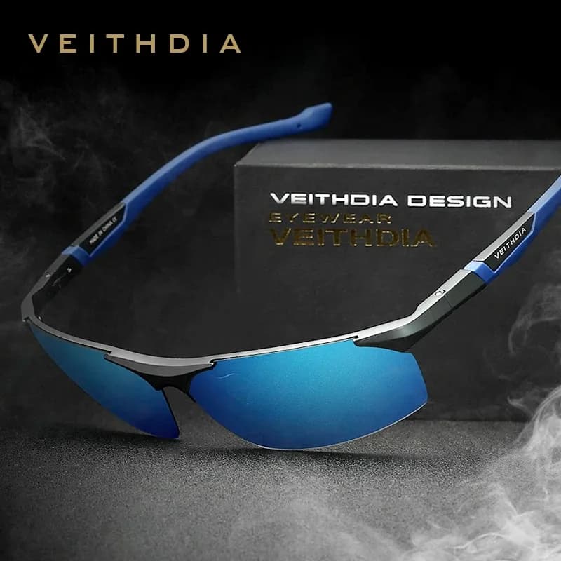 VEITHDIA-Lunettes de soleil polarisées en aluminium magnésium pour hommes, revêtement bleu miroir, l