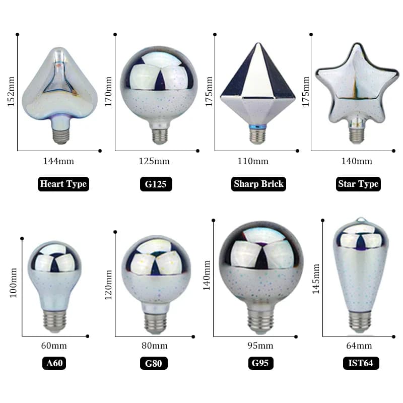 Ampoule LED Star Fire Works 3D E27 Vintage Edison, lumière de nuit AC110V 220V A60 ST64 G80 G95 G125