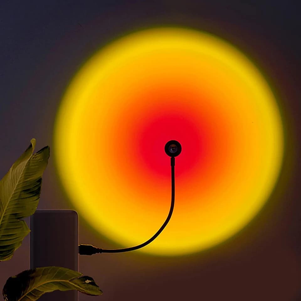 1x USB coucher de soleil lampe LED arc-en-ciel néon veilleuse projecteur photographie mur atmosphère