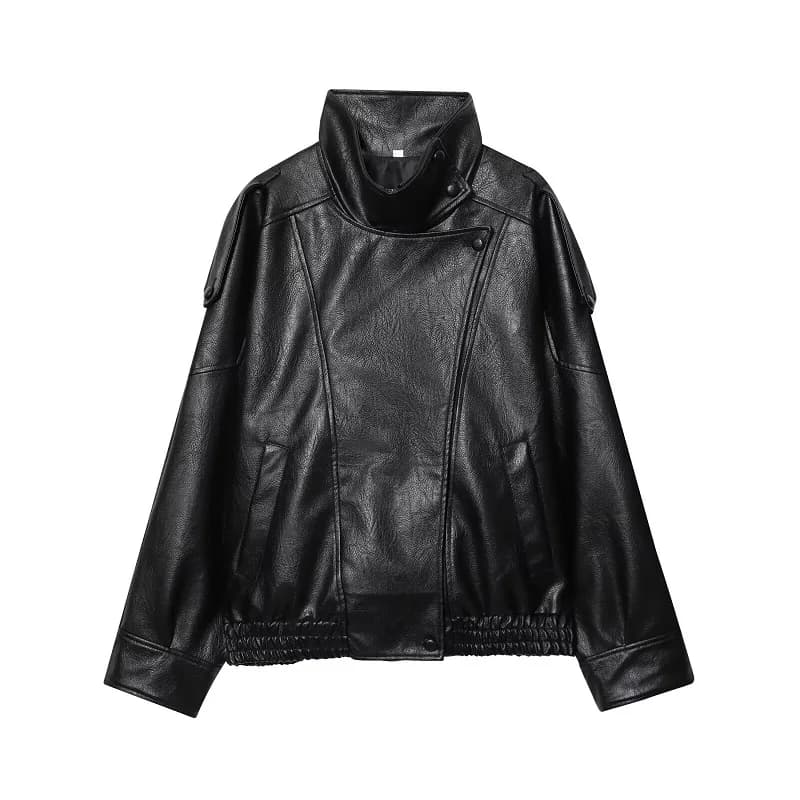 HXAO veste en simili cuir femme manteau court noir Bomber vestes pour femme vêtements de sortie d'hi