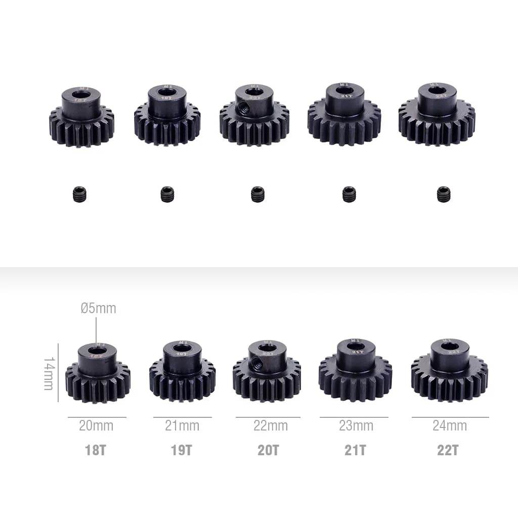 M1 5mm 11T 12T 14T 15T 17t 18t 20T 21t 22T 24T 25T 26T 28T 30T, pignon métallique en acier, engrenag