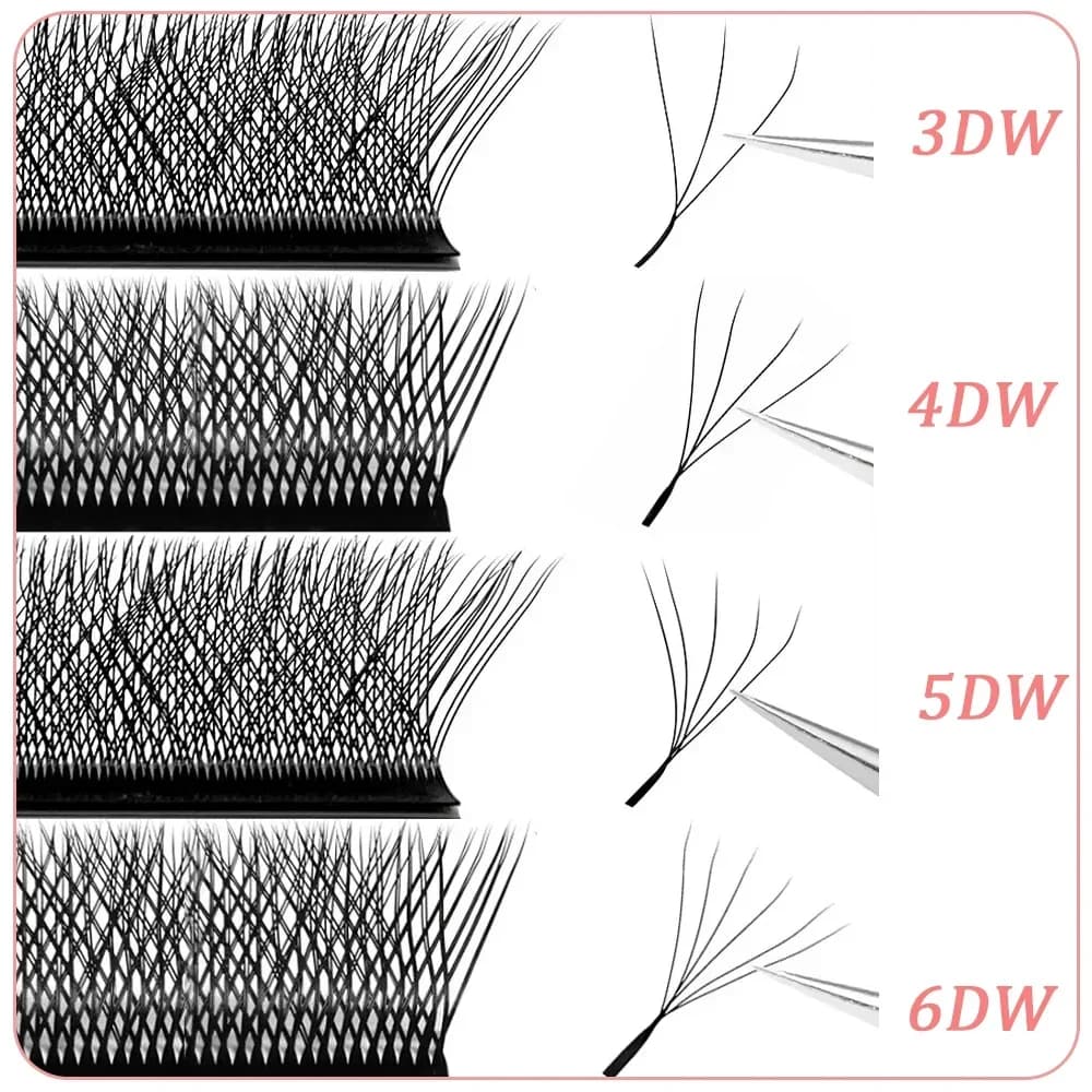 Extensions de cils Goddess W3D 4D 5D 6D, style W, en faux vison, naturelles, douces, effet éventail 
