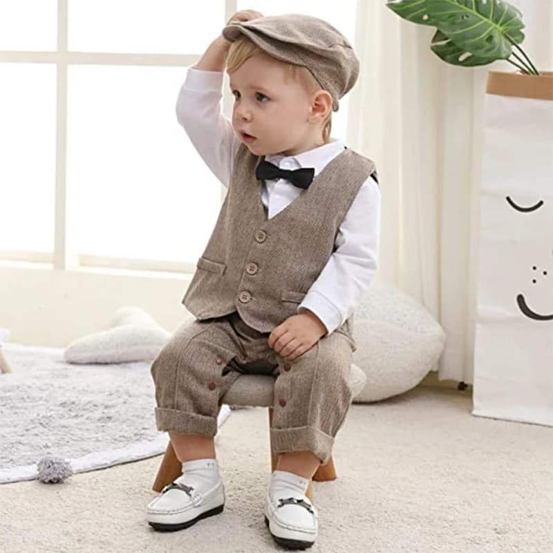 Nouveau-né garçon vêtements formels ensemble infantile garçon Gentleman anniversaire barboteuse tenu