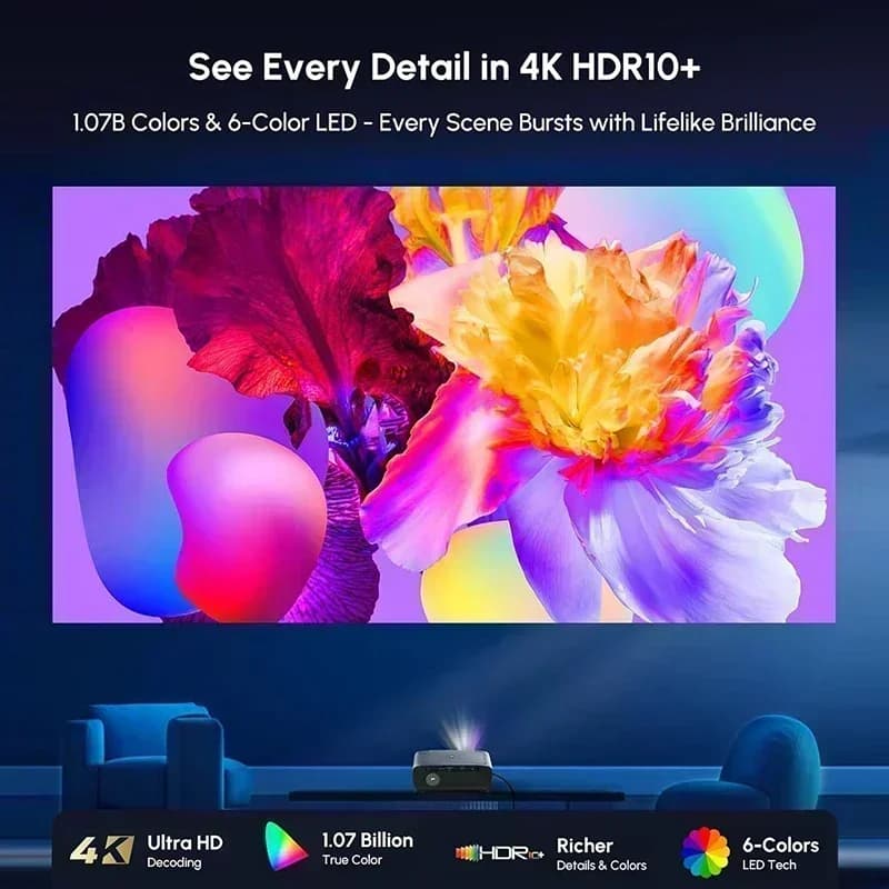 Projecteur A8 Android 14 Google TV 3200ANSI 1080P 4K |   Audio DB certifié Netflix |   Cinéma à domi