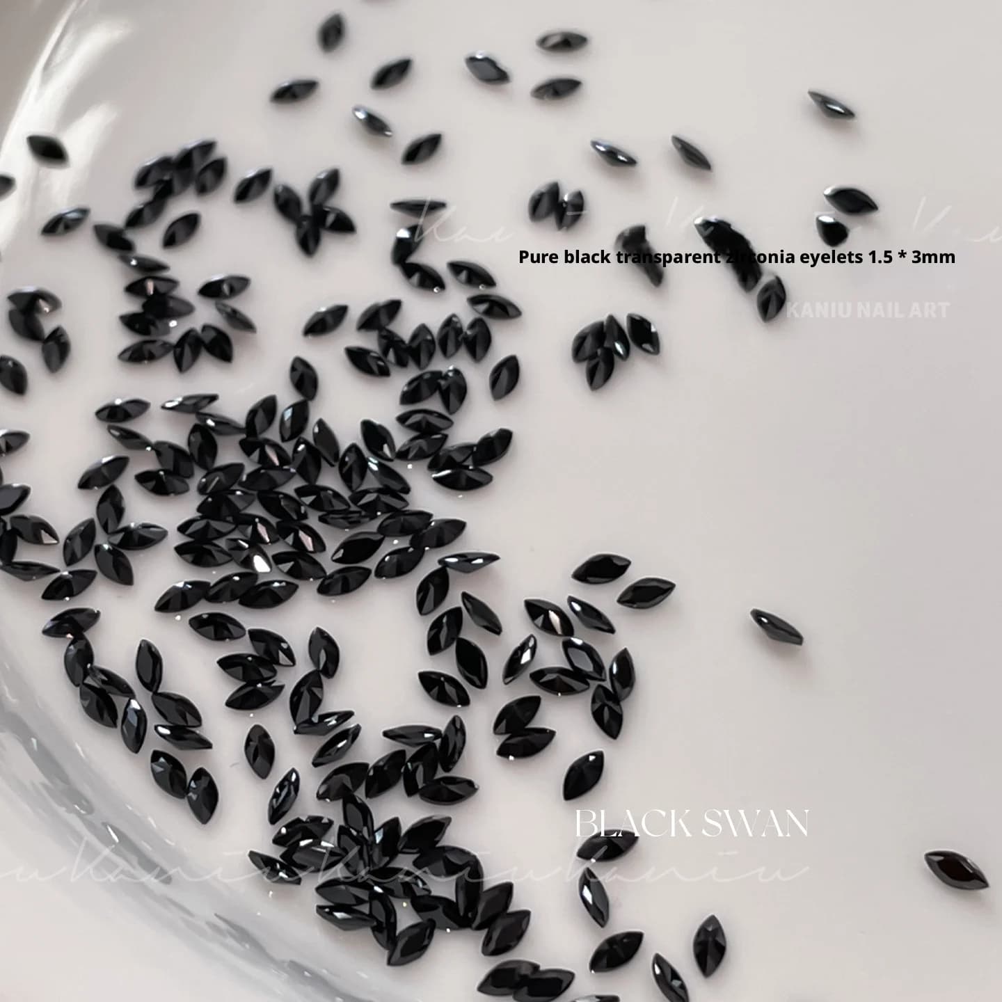 Kaniu Flash noir à dos plat Zircon Nail Art 5A Mini argent larme cygne strass matériel Kit
