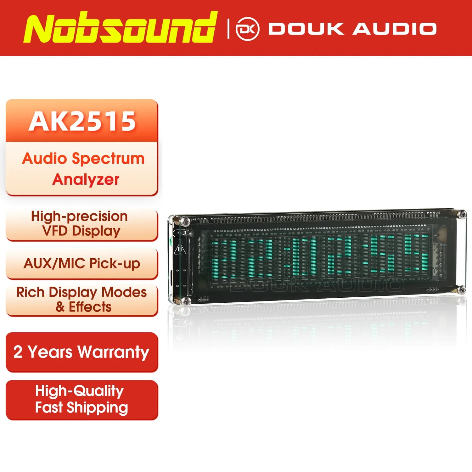 Nobsound AK2515 Bluetooth 5.0 micro ramasser analyseur de spectre Audio VFD sonomètre VU mètre écran