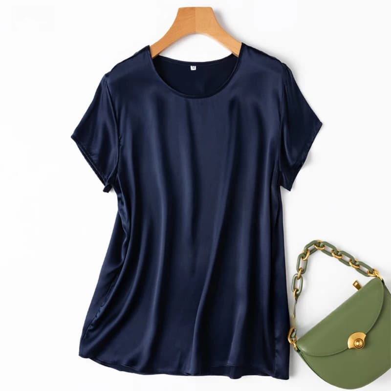 100% soie de mûrier 19 Momme Charmeuse soie femmes débardeur T-shirt à manches courtes chemise Blous