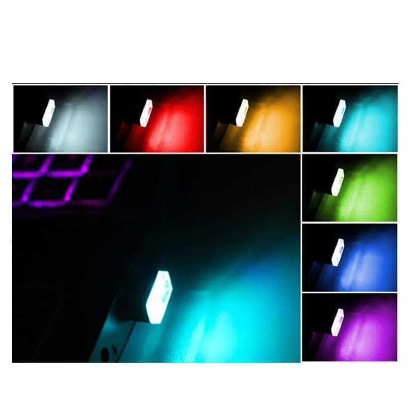 7 couleurs Mini USB veilleuse LED modélisation lampe de nuit pour voiture lumière ambiante néon inté