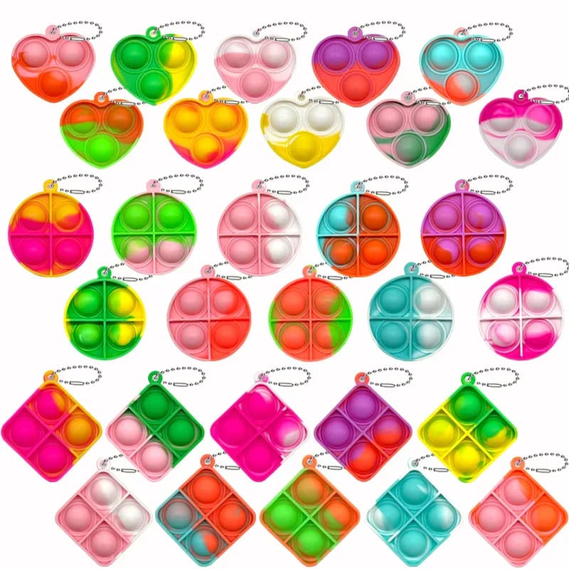 30 pièces Pop Fidget jouets Mini Pop porte-clés jouets pour tout-petits Fidgets Pack jouets sensorie