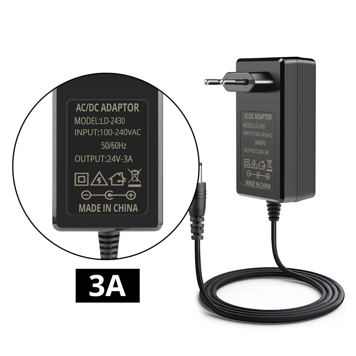 DC24V 2A 3A alimentation LED AC100-240V transformateurs d'éclairage 48W 72W LED bande lumineuse pilo