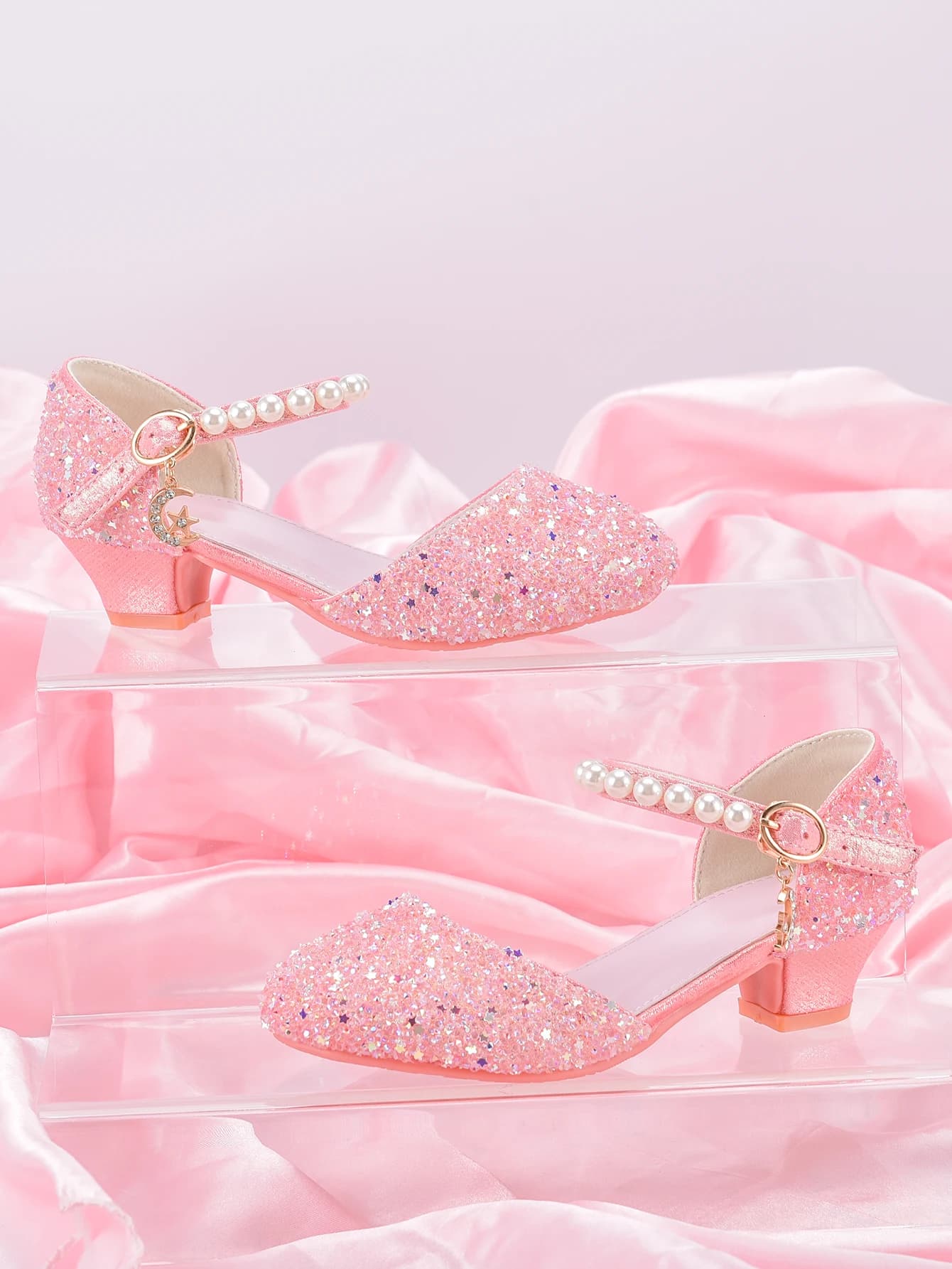 Chaussures à talons hauts de Style princesse pour filles, avec décoration pendentif étoile brillante