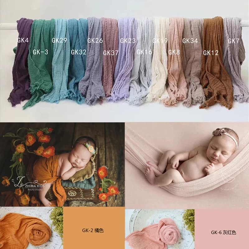 Seersucker-Accessoires de photographie pour nouveau-né, gaze de coton douce, couverture d'emmaillota