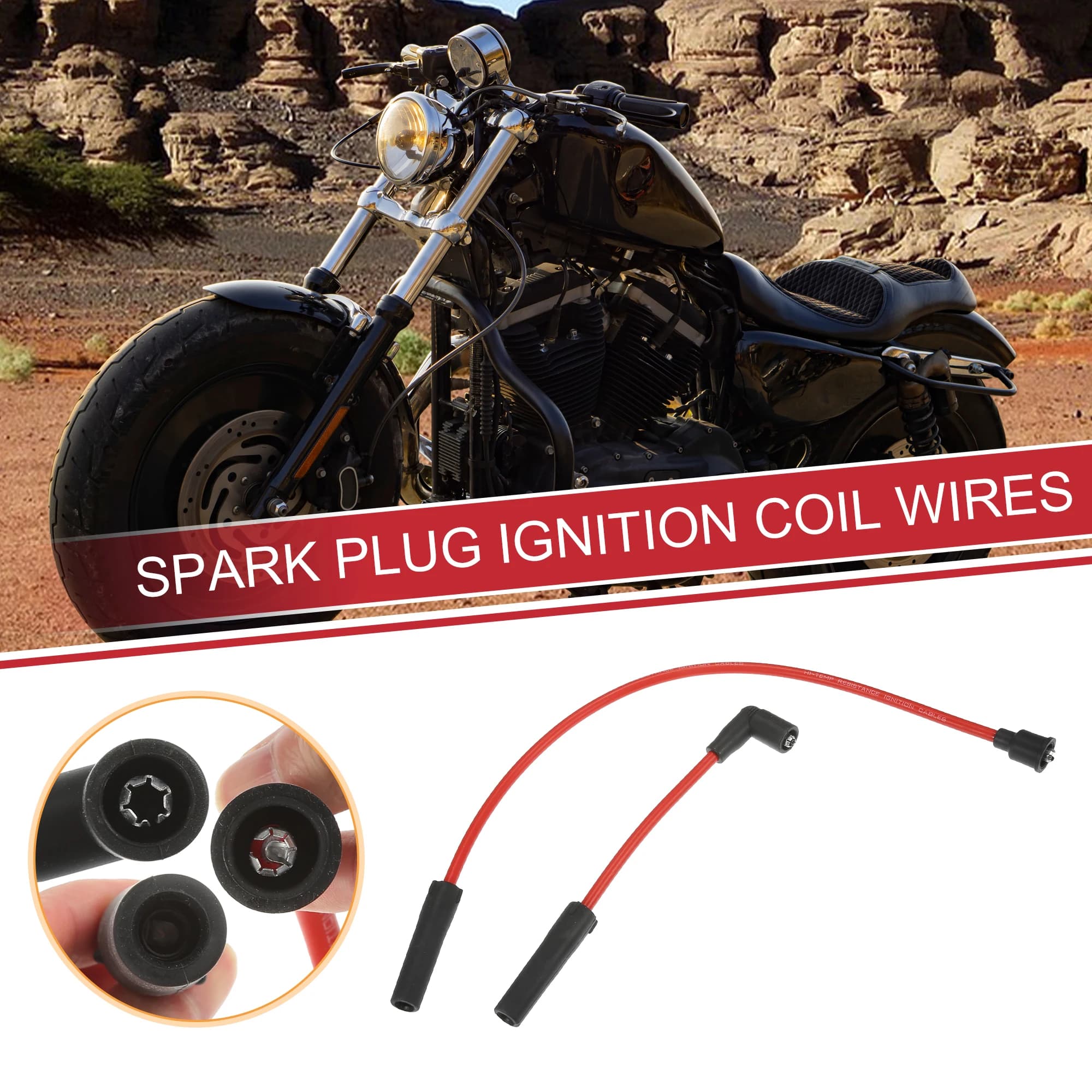 UXCELL 2 pièces câble de bobine d'allumage de fil de bougie d'allumage pour Harley Davidson Sportste