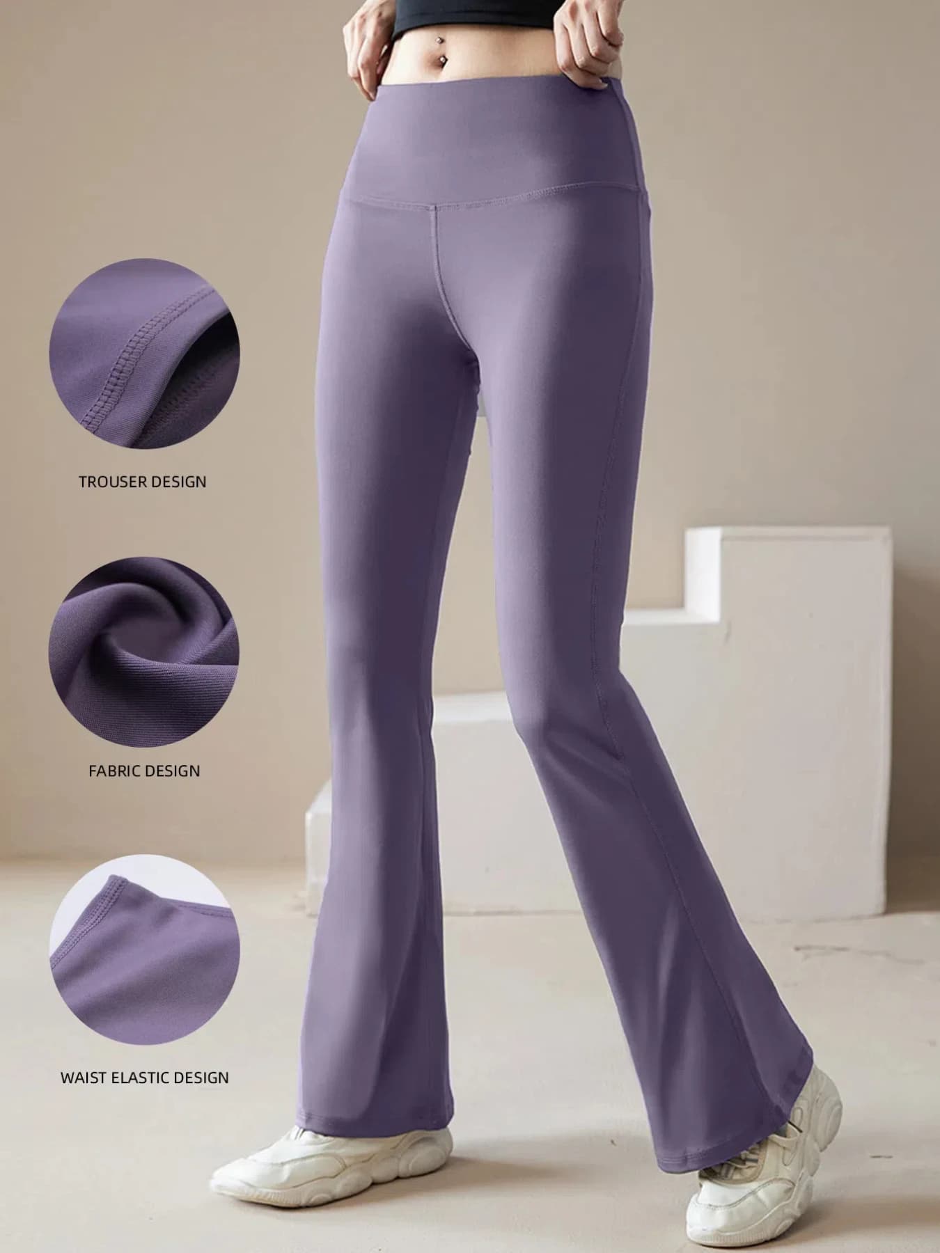 Pantalon de yoga taille haute à jambes larges pour femme, leggings de sport évasés, pantalon de cour