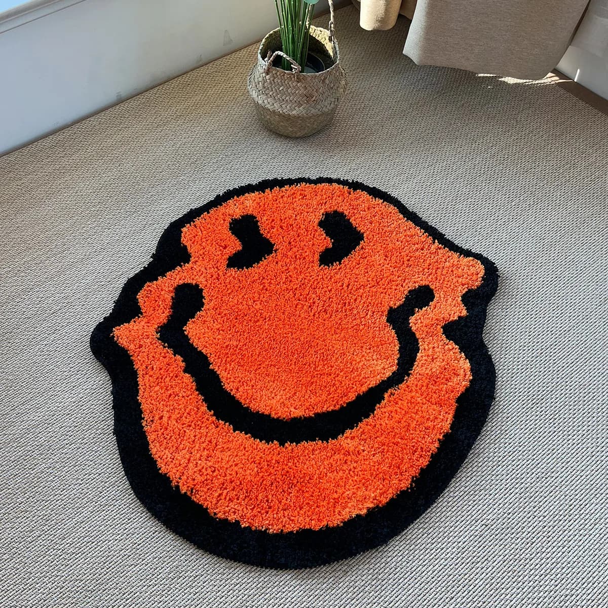 Tapis Tufté Torsadé Souriant, Purely Handmade, Doux, Adapté à la Décoration de Chambre, Moelleux, Ch