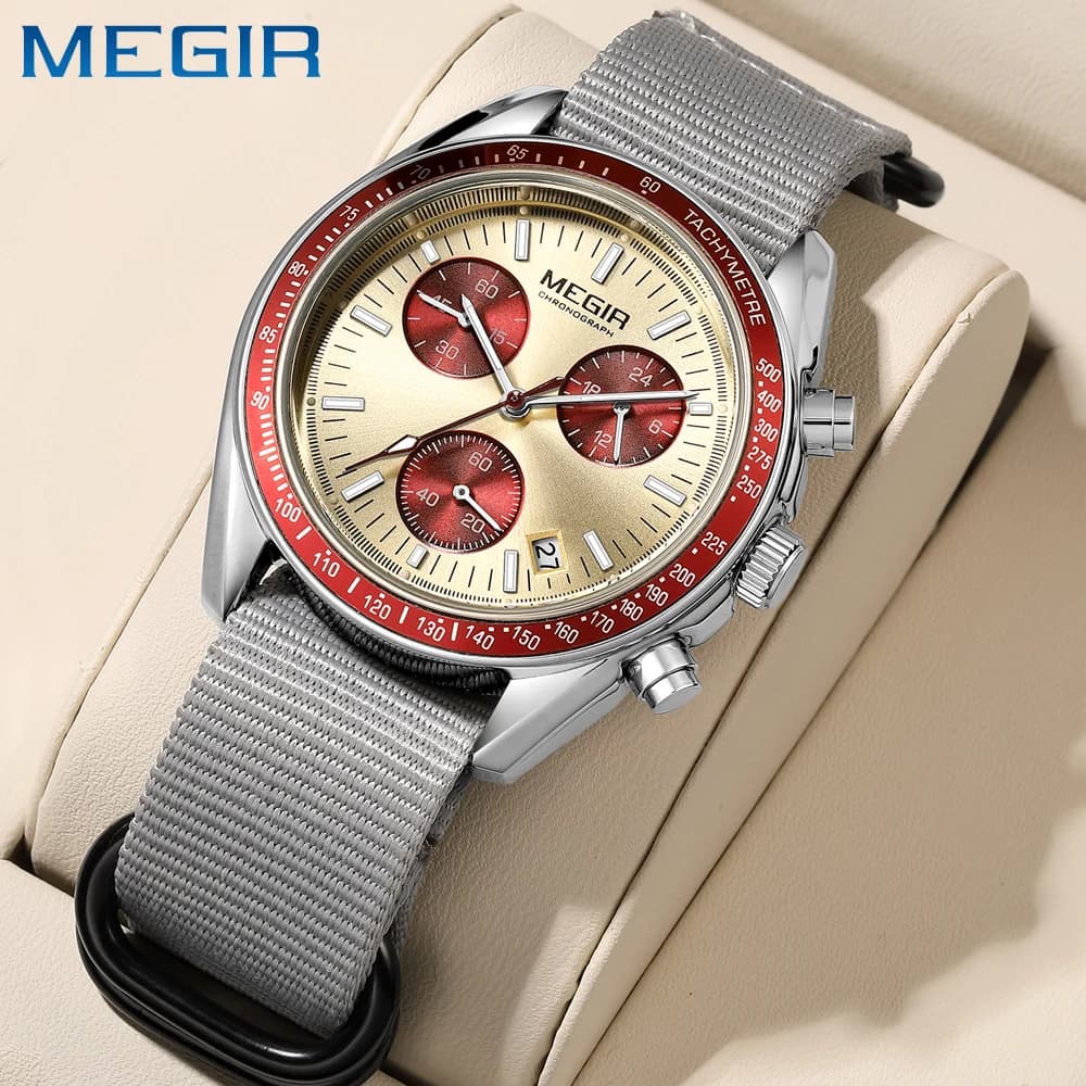MEGIR nouvelles montres de luxe pour hommes toile tissage bracelet Sport automatique chronographe Qu