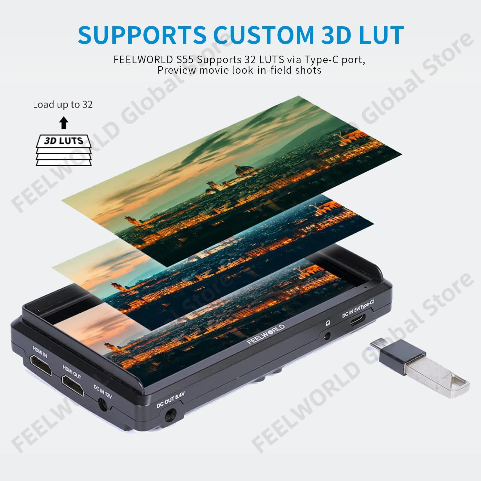 FEELWORLD S55 6 pouces 4k caméra Portable DSLR moniteur de champ entrée HDMI sortie petit Full HD 19
