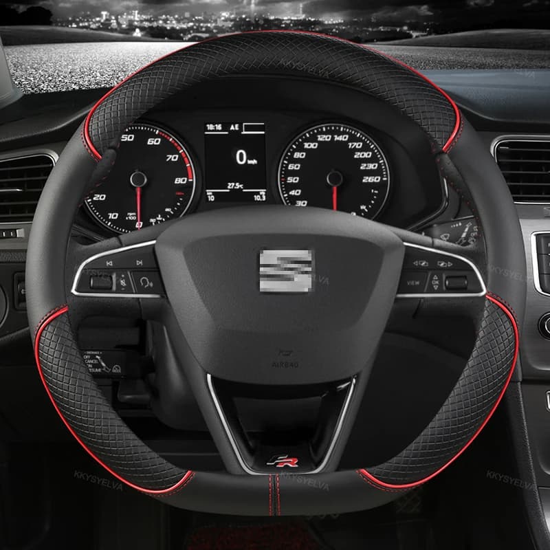Housse de volant de voiture en cuir microfibre, 38cm, antidérapante, pour Seat Tarraco Arona Ateca I